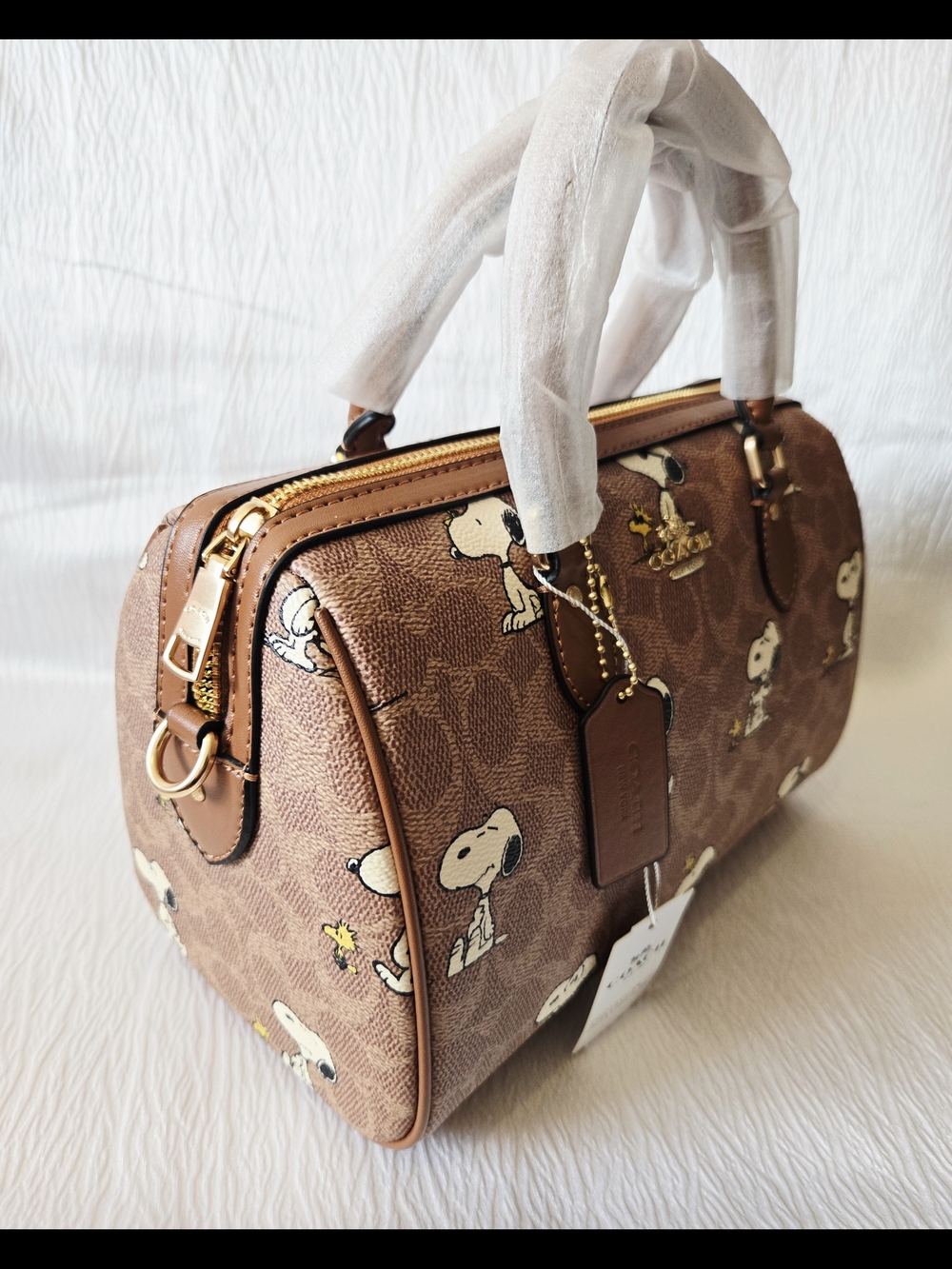 Coach Rowan Satchel Tote Bag Signature Canvas Snoopy - Picture 4 of 4